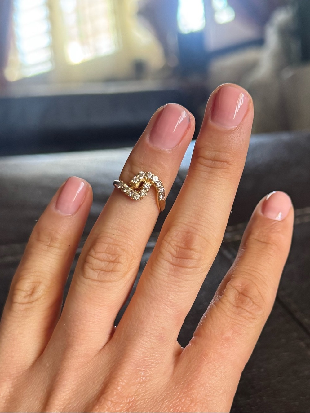 18K Yellow Gold NATURAL Diamond Swirl Ring | Approx. 0.50 CTW | Size 5 | 1.98 g